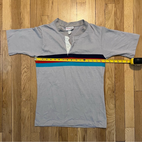 Active Lee Vintage Striped Mens Henley Gray T Shirt Small - Picture 7 of 8